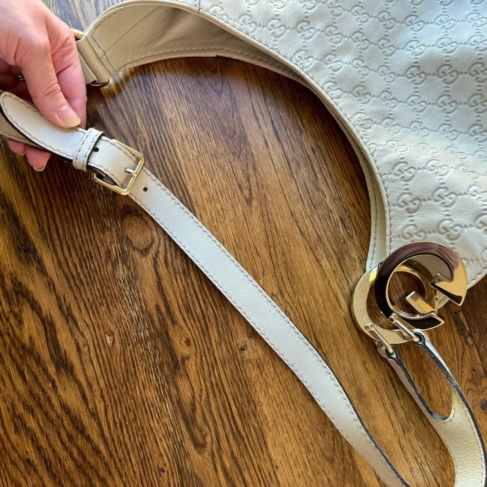 💕SOLD💕 Gucci Guccissima Ivory Leather Charlotte Hobo Bag (w/ COA) - Picture 9 of 14